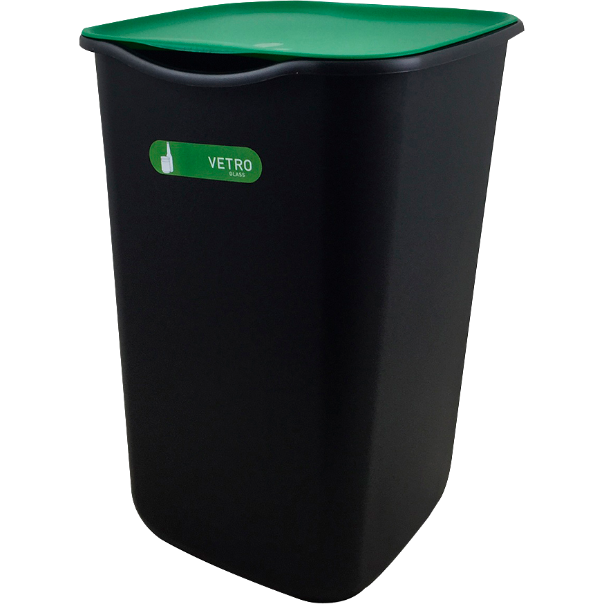 BELLI E FORTI - Pattumiera Vetro con Coperchio Verde 50 litri